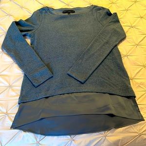 White House Black Market gray-blue top with attached lining/shirt underneath